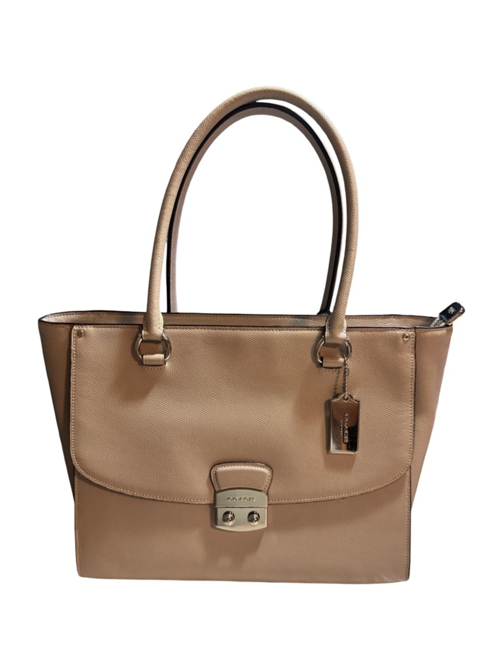 Coach Classic Beige Leather Tote Handbag